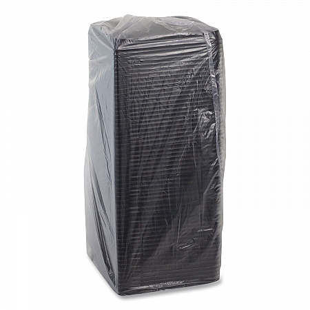 Recycled Plastic Container, 6 x 6 Brownie Container, 7.5 x 7.5 x 0.56, Black, Plastic, 195/Carton (75SBASE)