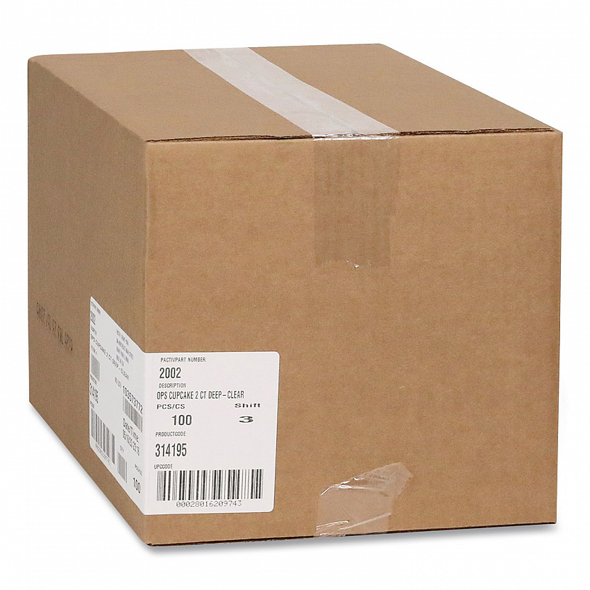 ClearView Bakery Cupcake Container, 2 Compartments, 6.75 x 4 x 4, Clear, Plastic, 100/Carton (2002)