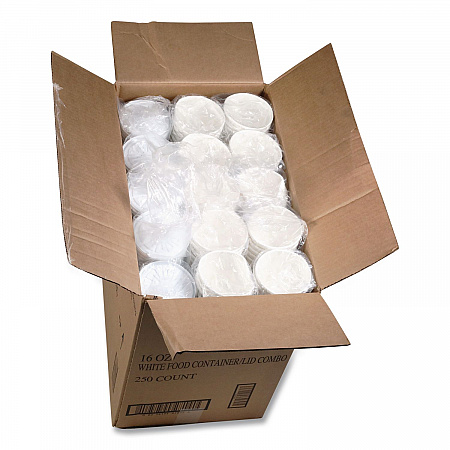 Paper Round Food Container and Lid Combo, 16 oz, 38