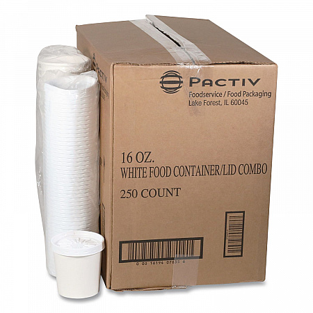 Paper Round Food Container and Lid Combo, 16 oz, 38