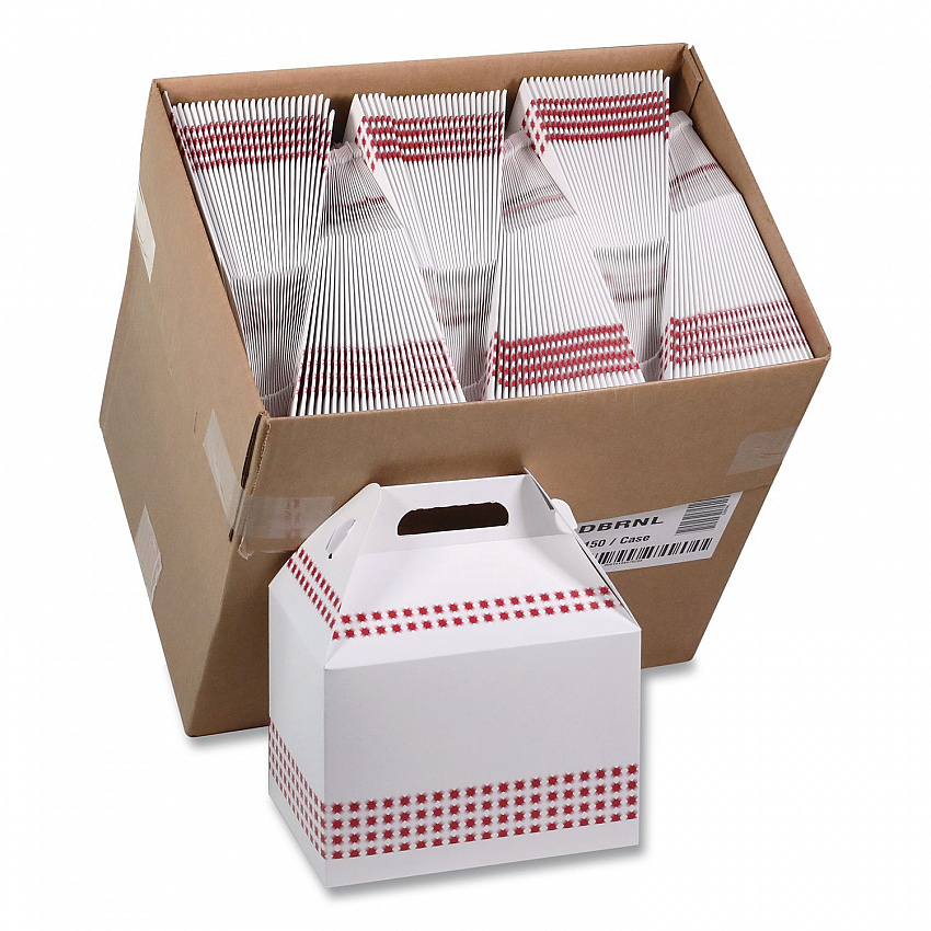 Paperboard Barn Box with Handle, 9 x 5.9 x 3.1, Basketweave, Paper, 150/Carton (DBRNL)
