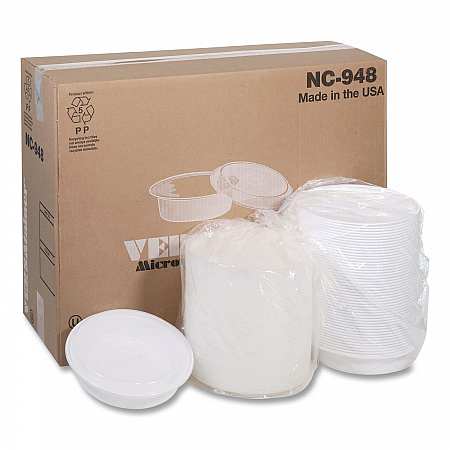 Newspring VERSAtainer Microwavable Containers, 48 oz, 9.5 x 9.5 x 2.4, White/Clear, Plastic, 150/Carton (NC948)