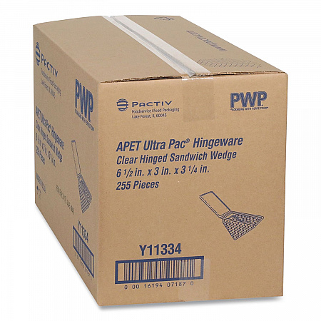 Plastic Hinged Lid Sandwich Container, 3.25 x 6.5 x 3, Clear, 85/Pack, 3 Packs/Carton (Y11334)