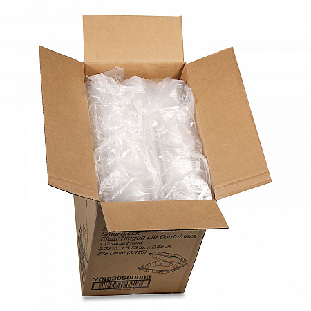 SENSATION SmartLock Hinged Lid Container, 5.2 x 5.3 x 2.56, Clear, Plastic, 375/Carton (YCI820500000)