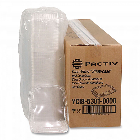Showcase Deli Container Lid, Dome Lid For 3-Compartment 48/64 oz Containers, 9 x 7.4 x 1, Clear, Plastic, 220/Carton (YCI853010000)