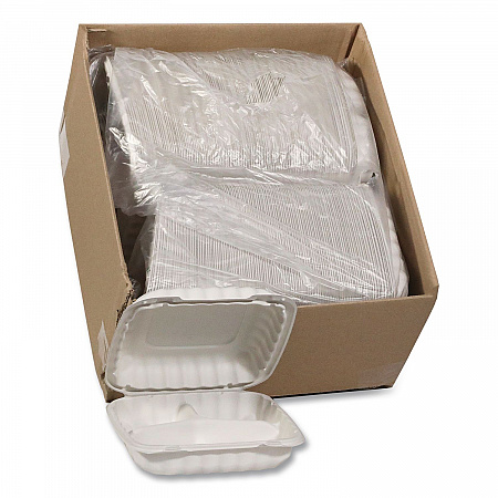 EarthChoice SmartLock Microwavable MFPP Hinged Lid Container, 3 Compartments, 9.33 x 8.88 x 3.1, White, Plastic, 120/Carton (YCN80903)