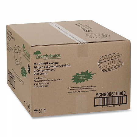 EarthChoice SmartLock Microwavable MFPP Hinged Lid Container, 9 x 6 x 3, White, Plastic, 270/Carton (YCN80961)