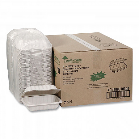 EarthChoice SmartLock Microwavable MFPP Hinged Lid Container, 9 x 6 x 3, White, Plastic, 270/Carton (YCN80961)