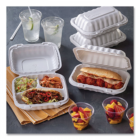 EarthChoice SmartLock Microwavable MFPP Hinged Lid Container, 9 x 6 x 3, White, Plastic, 270/Carton (YCN80961)