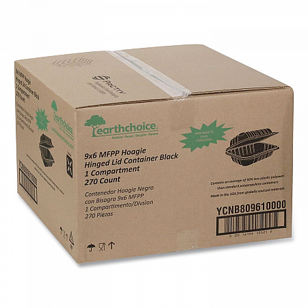 EarthChoice SmartLock Microwavable MFPP Hinged Lid Container, 9 x 6 x 3, Black, Plastic, 270/Carton (YCNB80961000)