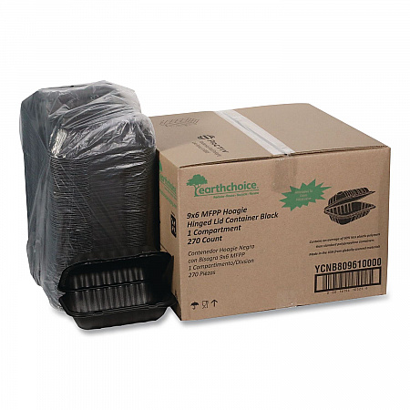EarthChoice SmartLock Microwavable MFPP Hinged Lid Container, 9 x 6 x 3, Black, Plastic, 270/Carton (YCNB80961000)
