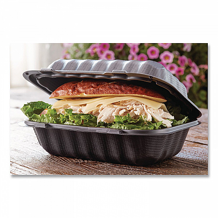 EarthChoice SmartLock Microwavable MFPP Hinged Lid Container, 9 x 6 x 3, Black, Plastic, 270/Carton (YCNB80961000)