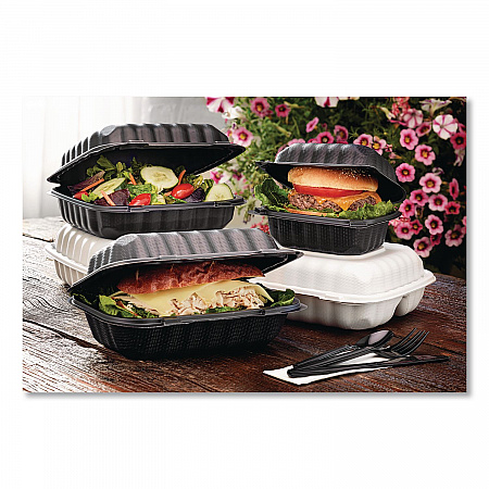 EarthChoice SmartLock Microwavable MFPP Hinged Lid Container, 9 x 6 x 3, Black, Plastic, 270/Carton (YCNB80961000)