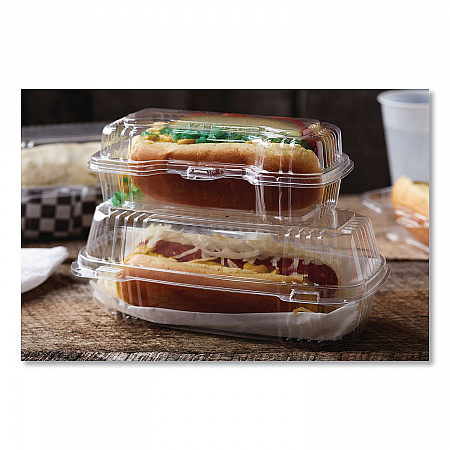 ClearView SmartLock Hinged Lid Container, 23 oz, 8.5 x 4 x 2.5, Clear, Plastic, 250/Carton (YCI81048)