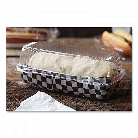 ClearView SmartLock Hinged Lid Container, Hoagie Container, 27 oz, 9.3 x 4.5 x 3, Clear, Plastic, 250/Carton (YCI81049)