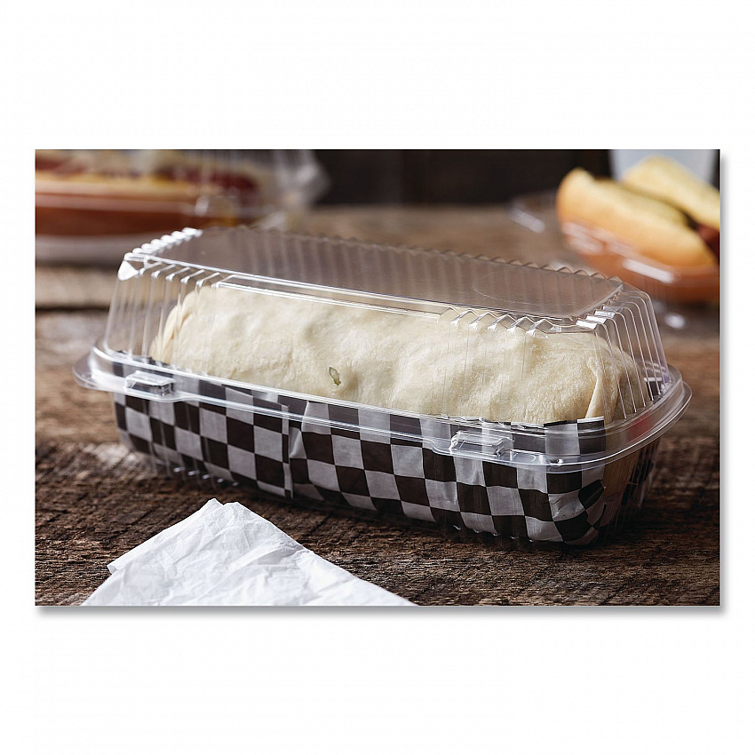 ClearView SmartLock Hinged Lid Container, Hoagie Container, 27 oz, 9.3 x 4.5 x 3, Clear, Plastic, 250/Carton (YCI81049)