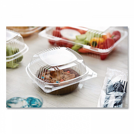 ClearView SmartLock Hinged Lid Container, 20 oz, 5.8 x 6 x 3, Clear, Plastic, 500/Carton (YCI81160)