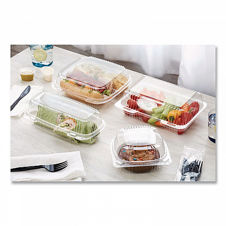 ClearView SmartLock Hinged Lid Container, 20 oz, 5.8 x 6 x 3, Clear, Plastic, 500/Carton (YCI81160)