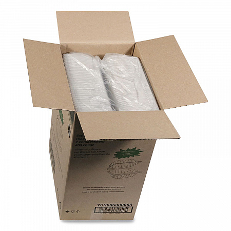 EarthChoice SmartLock Microwavable MFPP Hinged Lid Container, 6 x 6 x 3.1, White, Plastic, 400/Carton (YCN80600)
