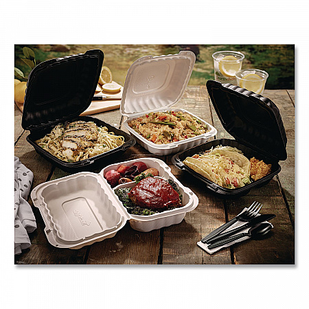 EarthChoice SmartLock Microwavable MFPP Hinged Lid Container, 6 x 6 x 3.1, White, Plastic, 400/Carton (YCN80600)