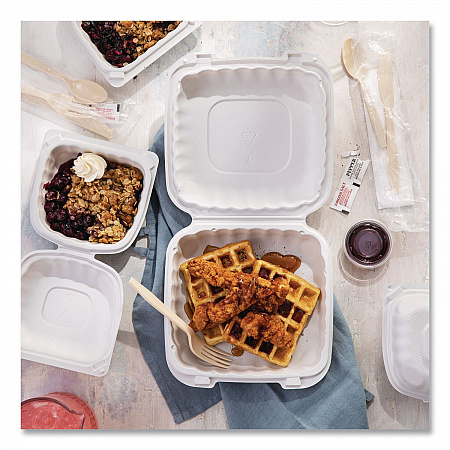 EarthChoice SmartLock Microwavable MFPP Hinged Lid Container, 6 x 6 x 3.1, White, Plastic, 400/Carton (YCN80600)
