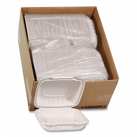 EarthChoice SmartLock Microwavable MFPP Hinged Lid Container, 9 x 9 x 3.1, White, Plastic, 120/Carton (YCN80901)