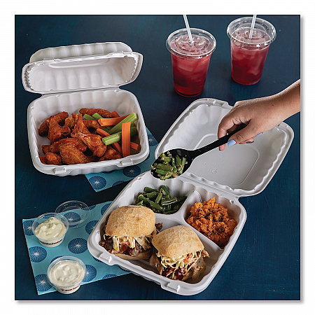 EarthChoice SmartLock Microwavable MFPP Hinged Lid Container, 9 x 9 x 3.1, White, Plastic, 120/Carton (YCN80901)