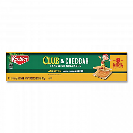 Sandwich Cracker, Club and Cheddar, 8 Cracker Snack Pack, 12/Box (21163)