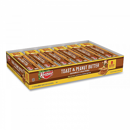 Sandwich Crackers, Toast and Peanut Butter, 8 Cracker Snack Pack, 12/Box (21167)