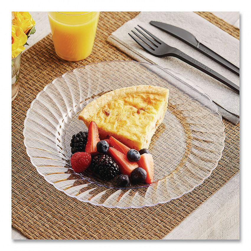 Classicware Plastic Plates, 9" dia, Clear, 12/Pack, 15 Packs/Carton (RSCW91512)