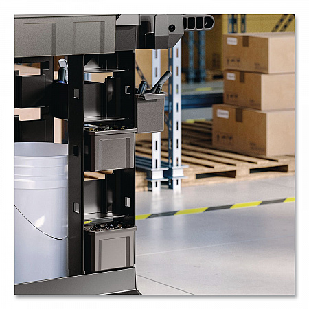 Customizable Bin System for Utility Carts, 2 Large Bins, 4 Small Bins, Black (PUCBIN6)
