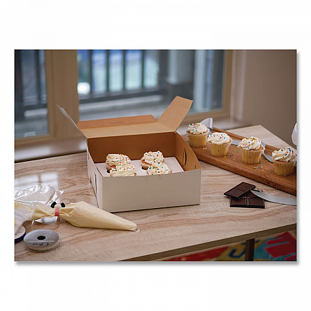 White One-Piece Non-Window Bakery Boxes, 12 x 12 x 6, White, Paper, 50/Carton (0989)