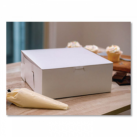 White One-Piece Non-Window Bakery Boxes, 12 x 12 x 6, White, Paper, 50/Carton (0989)