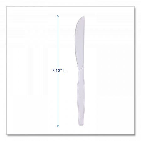 Mediumweight Polystyrene Cutlery, Knife, Plastic, White, 100/Box (KNIFEMWPSBX)