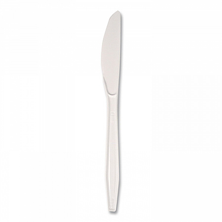 Mediumweight Polystyrene Cutlery, Knife, Plastic, White, 100/Box (KNIFEMWPSBX)