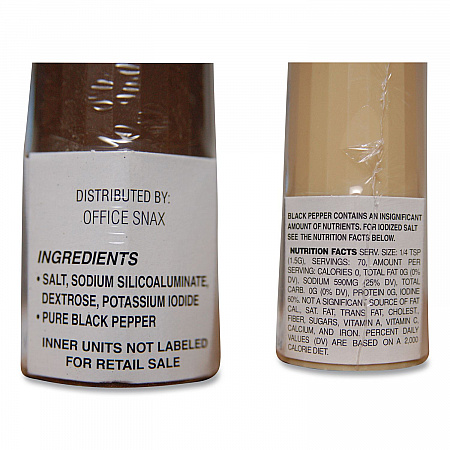 Condiment Set, 4 oz Salt, 1.5 oz Pepper, Two-Shaker Set (00057)