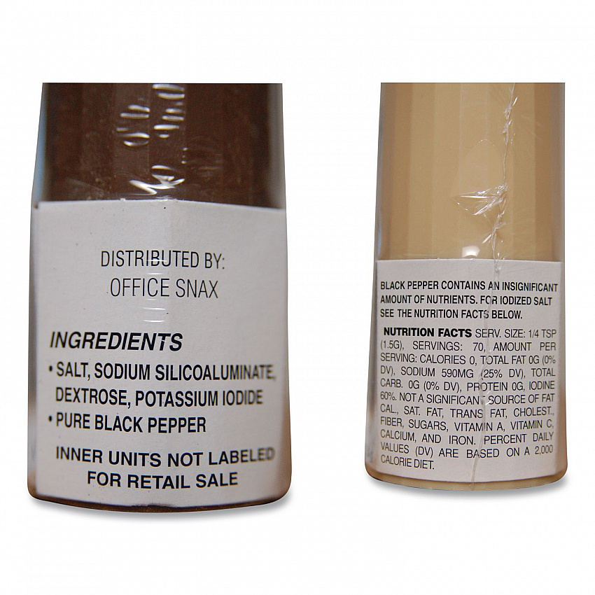 Condiment Set, 4 oz Salt, 1.5 oz Pepper, Two-Shaker Set (00057)