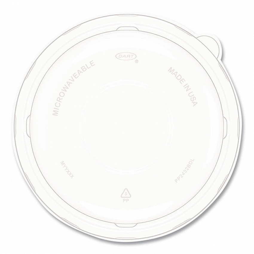 Dome Covers and Lids, For 24 oz to 32 oz Containers, 8.28" Diameter x 1.16"h, Clear, 300/Carton (PP2432BDL)