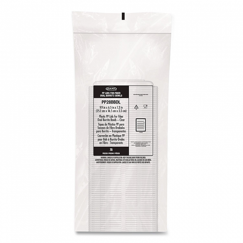 Dome Covers and Lids, For 28 oz Container, 6.75 x 9.5 x 1.83, Clear, 300/Carton (PP28BBDL)