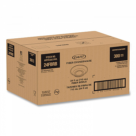 Compostable Fiber Containers, ProPlanet Seal, Bowl, 24 oz, Natural, 300/Carton (24FBRB)