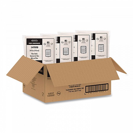 Compostable Fiber Containers, ProPlanet Seal, Bowl, 24 oz, Natural, 300/Carton (24FBRB)