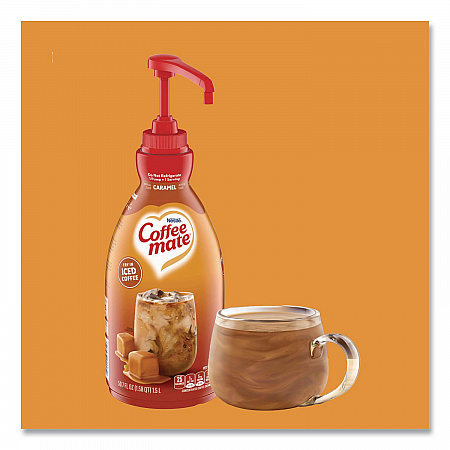 Liquid Creamer Pump Bottle, Caramel, 50.7 oz Pump Bottle, 2/Carton (73358CT)