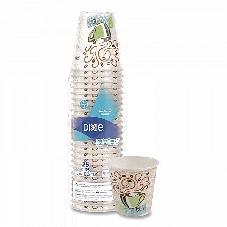PerfecTouch Paper Hot Cups, 10 oz, Coffee Haze Design, 25/Sleeve, 20 Sleeves/Carton (5310DX)