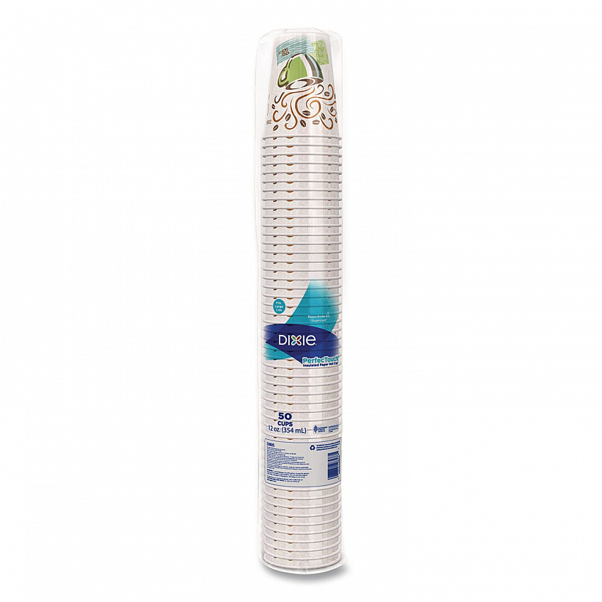PerfecTouch Paper Hot Cups, 12 oz, Coffee Haze Design, 50/Sleeve, 20 Sleeves/Carton (5342CD)