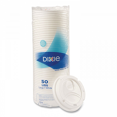 Dome Drink-Thru Lids, Fits 10 oz to 20 oz Dixie Hot Cups, Plastic, White, 100/Pack (D9542PK)