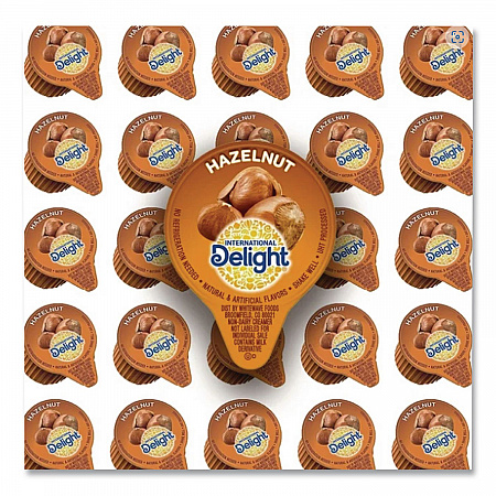 Flavored Liquid Non-Dairy Coffee Creamer, Hazelnut, 0.44 oz Mini Cups, 48/Box (02283)