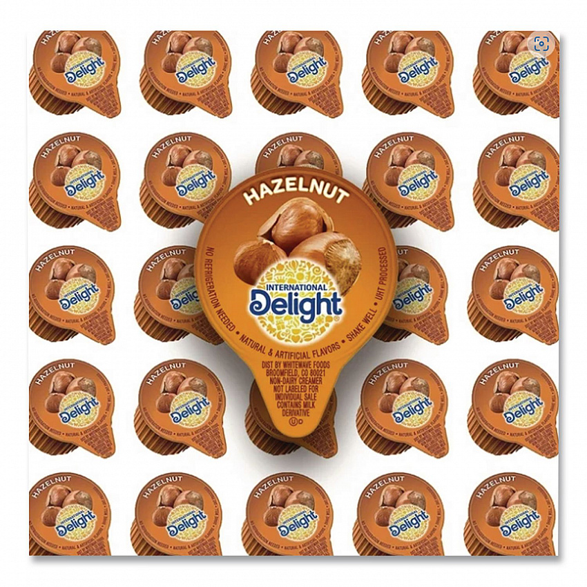 Flavored Liquid Non-Dairy Coffee Creamer, Hazelnut, 0.44 oz Mini Cups, 48/Box (02283)