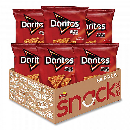 Nacho Cheese Tortilla Chips, 1.75 oz Bag, 64/Carton (44375)