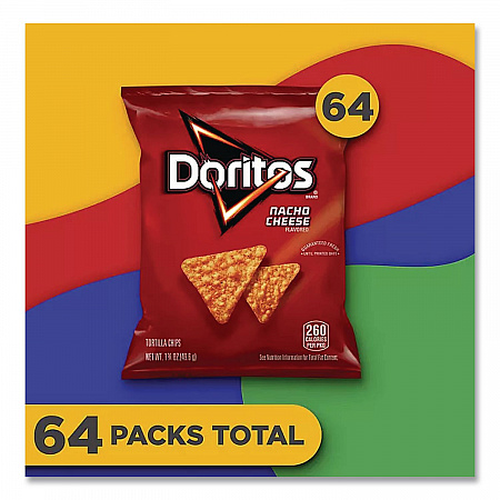 Nacho Cheese Tortilla Chips, 1.75 oz Bag, 64/Carton (44375)