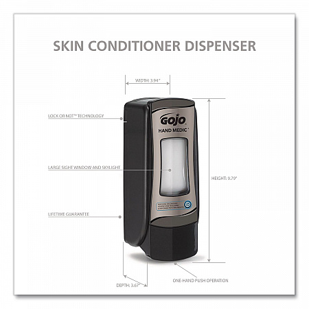 HAND MEDIC ADX-7 Dispenser, 685 mL, 3.94 x 3.67 x 9.79, Black, 6/Carton (878206CT)